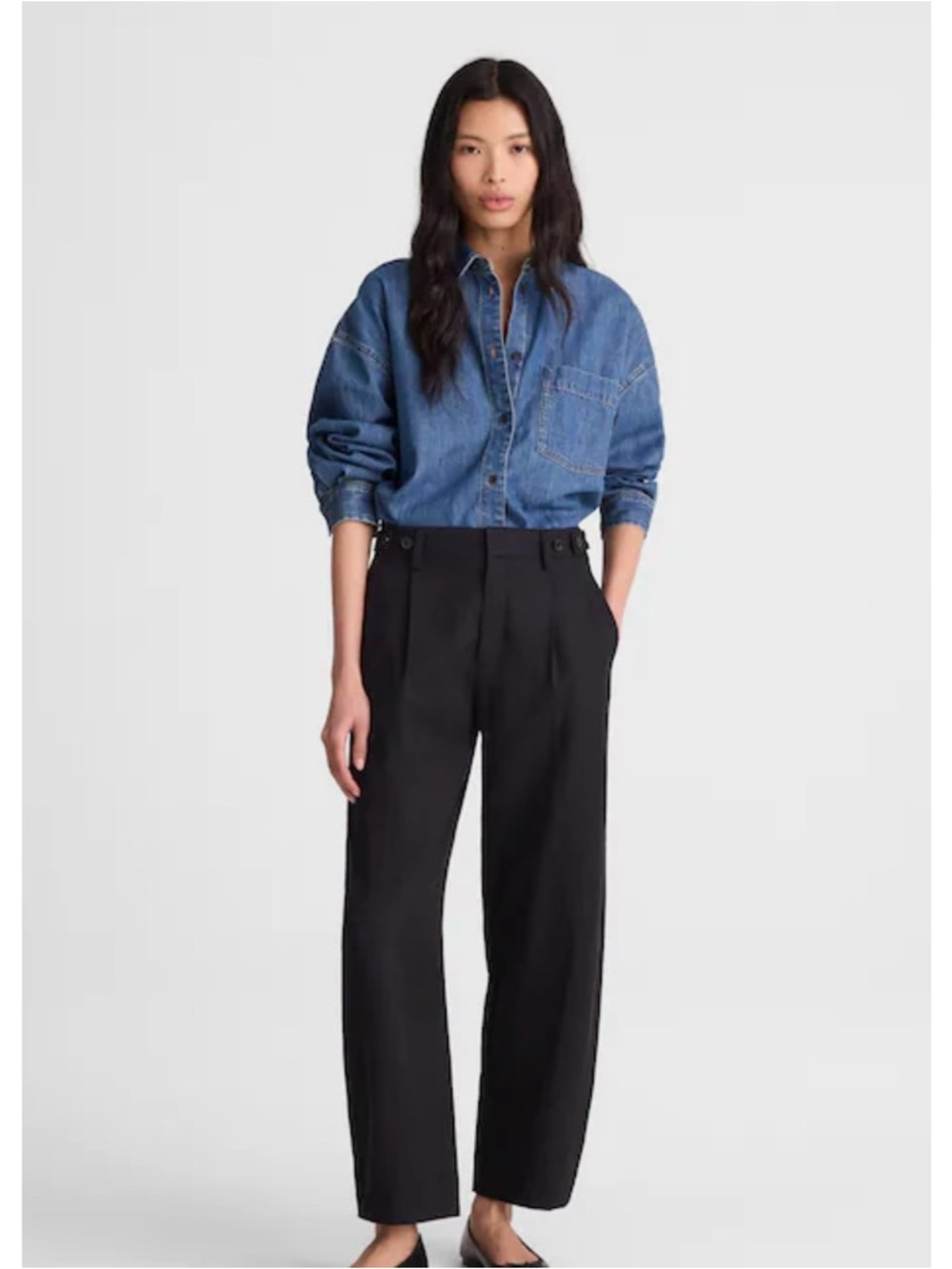 NWT Madewell The Barrel-Leg Pant Drapey Twill True Black